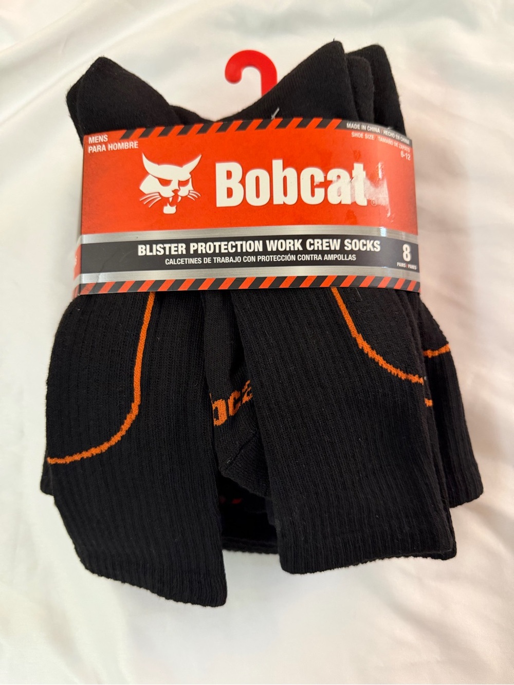 Men's Black Athletic Crew Socks with Orange Detail - Blister Protection